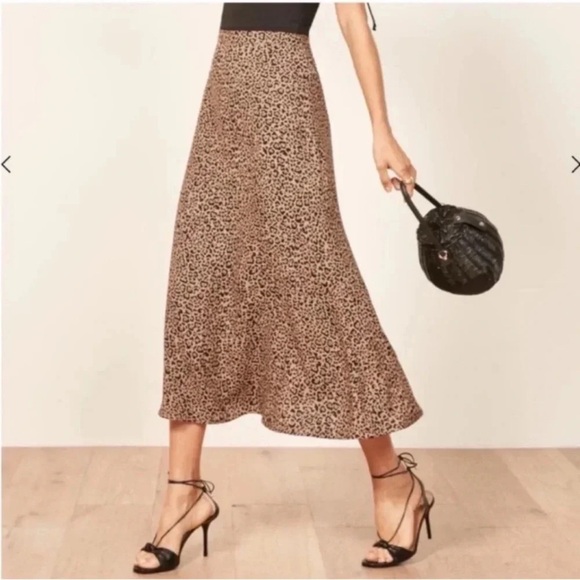 Reformation Dresses & Skirts - Reformation Bea Skirt Midi Leopard Cheetah Animal Print in Bengal Brown Black 4